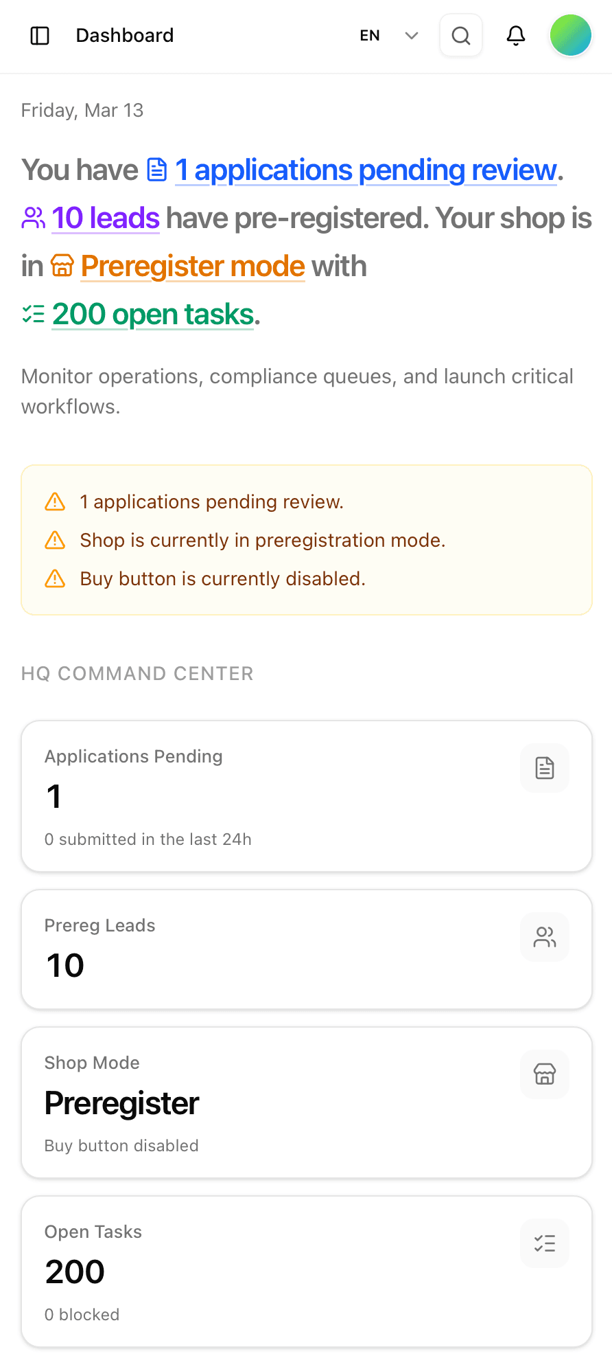 您的合作伙伴控制台